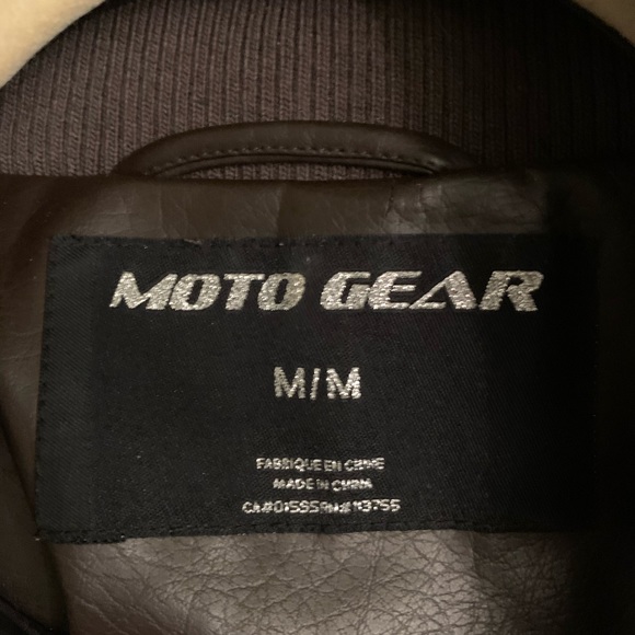 Size M chocolate brown faux leather moto jacket. - Picture 7 of 9